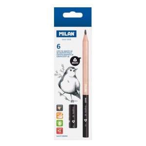 Creion Grafit Milan 6B Maxi cu Corp din Lemn Triunghiular