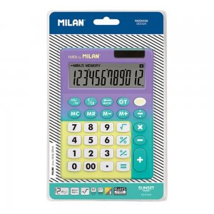Calculator de Birou Milan, 12 Digits, Corp Plastic, Culoare Mov/Verde Calculator de Birou Milan, 12 Digits, Corp Plastic, Culoare Mov/Verde