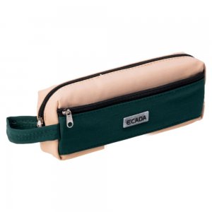 Penar Tip Borseta Ecada cu 2 Fermoare, Dimensiuni 21x4.5x7.5 cm, Material Poliester, Culoare Crem/Verde Penar Tip Borseta Ecada cu 2 Fermoare, Dimensiuni 21x4.5x7.5 cm, Material Poliester, Culoare Crem/Verde