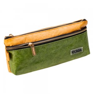 Penar Tip Borseta Ecada cu 2 Fermoare, Dimensiuni 21x4.5x9 cm, Material Poliester, Culoare Crem/Verde Penar Tip Borseta Ecada cu 2 Fermoare, Dimensiuni 21x4.5x9 cm, Material Poliester, Culoare Crem/Verde