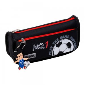 Penar Tip Borseta Ecada cu 2 Fermoare, Model Fotbal, Dimensiuni 22x6.5x9 cm, Material Poliester, Culoare Negru Penar Tip Borseta Ecada cu 2 Fermoare, Model Fotbal, Dimensiuni 22x6.5x9 cm, Material Poliester, Culoare Negru