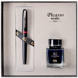 Set Stilou si Calimara de Cerneala Picasso, Culoare Negru, Model 8858R Set Stilou si Calimara de Cerneala Picasso, Culoare Negru, Model 8858R