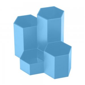 Suport Birou Ecada, 4 Compartimente de Plastic, Culoare Albastru Suport Birou Ecada, 4 Compartimente de Plastic, Culoare Albastru