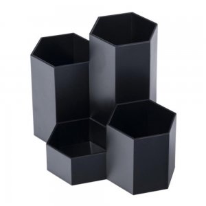 Suport Birou Ecada, 4 Compartimente de Plastic, Culoare Negru Suport Birou Ecada, 4 Compartimente de Plastic, Culoare Negru
