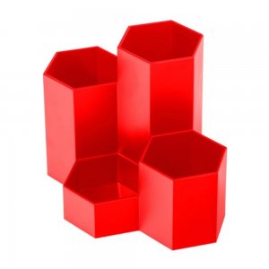 Suport Birou Ecada, 4 Compartimente de Plastic, Culoare Rosu Suport Birou Ecada, 4 Compartimente de Plastic, Culoare Rosu