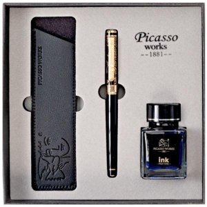Set Stilou si Calimara de Cerneala Picasso si Etui, Culoare Negru, Model 9902N Set Stilou si Calimara de Cerneala Picasso si Etui, Culoare Negru, Model 9902N