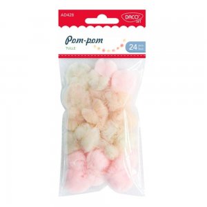 Pom-pom Tulle Daco, Dimensiune 3 cm, 24 Buc/Set