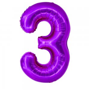 Balon Folie Cifra 3 Roz Daco, 100 cm Balon Folie Cifra 3 Roz Daco, 100 cm