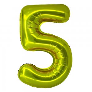 Balon Folie Cifra 5 Auriu Daco, 100 cm Balon Folie Cifra 5 Auriu Daco, 100 cm
