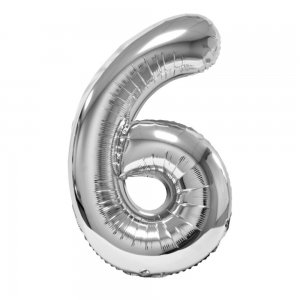 Balon Folie Cifra 6 Argintiu Daco, 100 cm Balon Folie Cifra 6 Argintiu Daco, 100 cm