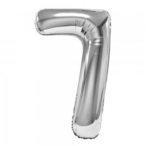 Balon Folie Cifra 7 Argintiu Daco, 100 cm Balon Folie Cifra 7 Argintiu Daco, 100 cm