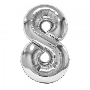 Balon Folie Cifra 8 Argintiu Daco, 100 cm Balon Folie Cifra 8 Argintiu Daco, 100 cm