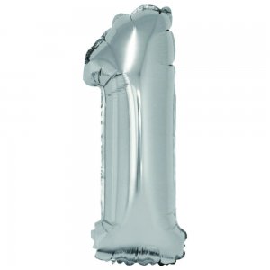 Balon Folie Cifra 1 Argintiu Daco, 40 cm Balon Folie Cifra 1 Argintiu Daco, 40 cm
