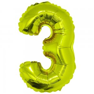 Balon Folie Cifra 3 Auriu Daco, 40 cm Balon Folie Cifra 3 Auriu Daco, 40 cm