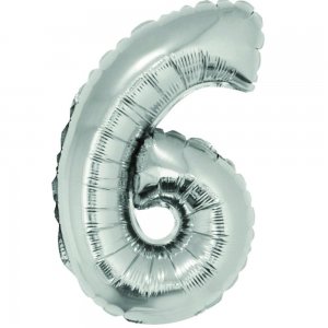 Balon Folie Cifra 6 Argintiu Daco, 40 cm Balon Folie Cifra 6 Argintiu Daco, 40 cm