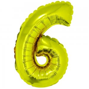 Balon Folie Cifra 6 Auriu Daco, 40 cm Balon Folie Cifra 6 Auriu Daco, 40 cm