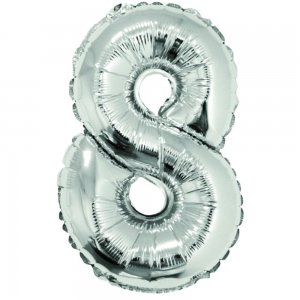 Balon Folie Cifra 8 Argintiu Daco, 40 cm Balon Folie Cifra 8 Argintiu Daco, 40 cm