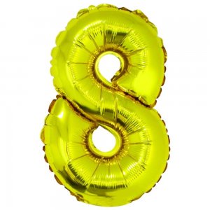Balon Folie Cifra 8 Auriu Daco, 40 cm Balon Folie Cifra 8 Auriu Daco, 40 cm
