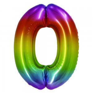 Balon Folie Cifra 0 Curcubeu Daco, 85 cm Balon Folie Cifra 0 Curcubeu Daco, 85 cm