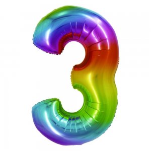 Balon Folie Cifra 3 Curcubeu Daco, 85 cm Balon Folie Cifra 3 Curcubeu Daco, 85 cm