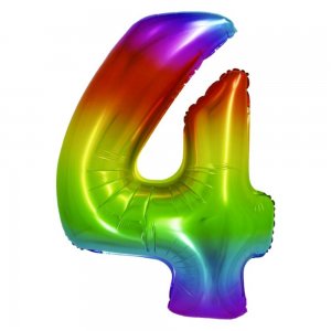 Balon Folie Cifra 4 Curcubeu Daco, 85 cm Balon Folie Cifra 4 Curcubeu Daco, 85 cm