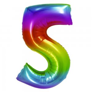 Balon Folie Cifra 5 Curcubeu Daco, 85 cm Balon Folie Cifra 5 Curcubeu Daco, 85 cm