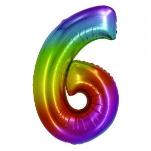 Balon Folie Cifra 6 Curcubeu Daco, 85 cm Balon Folie Cifra 6 Curcubeu Daco, 85 cm