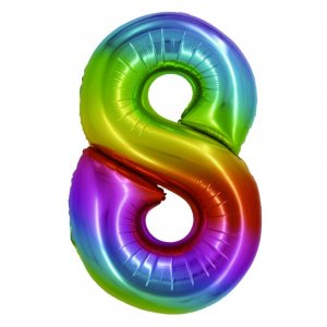 Balon Folie Cifra 8 Curcubeu Daco, 85 cm Balon Folie Cifra 8 Curcubeu Daco, 85 cm