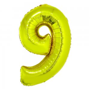 Balon Folie Cifra 9 Auriu Daco, 85 cm Balon Folie Cifra 9 Auriu Daco, 85 cm