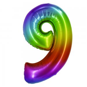 Balon Folie Cifra 9 Curcubeu Daco, 85 cm Balon Folie Cifra 9 Curcubeu Daco, 85 cm