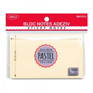 Bloc Notes Adeziv Galben Pastel Daco, Dimensiune 127x76 mm, 100 File Bloc Notes Adeziv Galben Pastel Daco, Dimensiune 127x76 mm, 100 File