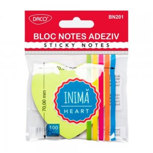 Bloc Notes Adeziv Daco Inima, Dimensiune 70x70 mm, 100 File Bloc Notes Adeziv Daco Inima, Dimensiune 70x70 mm, 100 File