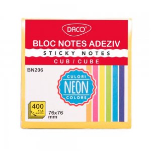 Bloc Notes Adeziv Daco Cub 400 File, 6 Culori, Dimensiune 76x76 mm Bloc Notes Adeziv Daco Cub 400 File, 6 Culori, Dimensiune 76x76 mm