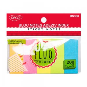 Bloc Notes Adeziv Index Daco, 5 Culori, Dimensiune 50x20 mm, 200 File Bloc Notes Adeziv Index Daco, 5 Culori, Dimensiune 50x20 mm, 200 File