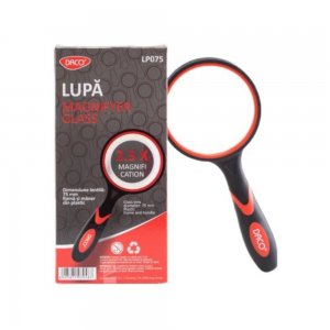 Lupa Daco, Dimensiune Lentila 75 mm, Zoom 2.5, Material Plastic, Culoare Negru/Rosu