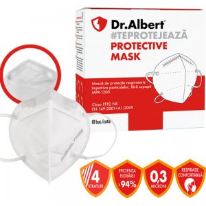 Masca Medicala Dr Albert MPR-1200, 10 Buc/Set, Tip FFP2 cu 4 Straturi, Culoare Alb Masca Medicala Dr Albert MPR-1200, 10 Buc/Set, Tip FFP2 cu 4 Straturi, Culoare Alb
