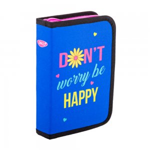 Penar Neechipat Daco cu Fermoar, Model Don't Worry Be Happy, Dimensiuni 19.5x13x4 cm, Culoare Albastru Penar Neechipat Daco cu Fermoar, Model Don't Worry Be Happy, Dimensiuni 19.5x13x4 cm, Culoare Albastru