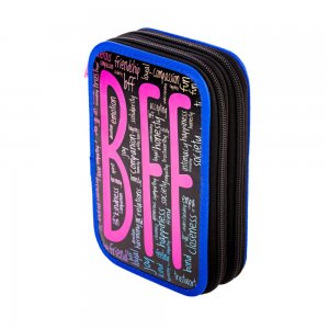 Penar Echipat Daco cu 2 Fermoare, Model BFF, Dimensiuni 19.5x13x5 cm, Material Poliester, Culoare Negru/Roz Penar Echipat Daco cu 2 Fermoare, Model BFF, Dimensiuni 19.5x13x5 cm, Material Poliester, Culoare Negru/Roz