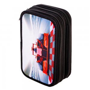 Penar Echipat Daco cu 3 Fermoare, Model Race, Dimensiuni 19.5x13x7.5 cm, Material Poliester, Culoare Negru Penar Echipat Daco cu 3 Fermoare, Model Race, Dimensiuni 19.5x13x7.5 cm, Material Poliester, Culoare Negru