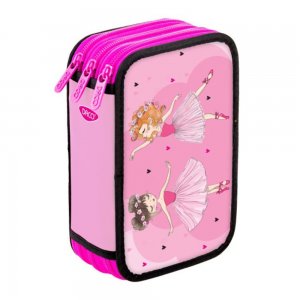 Penar Echipat Daco cu 3 Fermoare, Model Balerina, Dimensiuni 19.5x13x7.5 cm, Material Poliester, Culoare Roz Penar Echipat Daco cu 3 Fermoare, Model Balerina, Dimensiuni 19.5x13x7.5 cm, Material Poliester, Culoare Roz