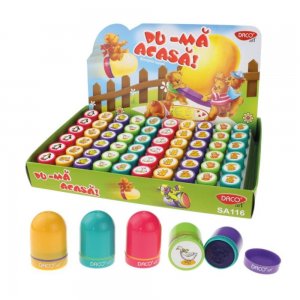 Stampila Tusata Daco Du-ma Acasa, 60 Buc/Set, 10 Modele de Animale, Dimensiune 2.4 cm, Multicolor Stampila Tusata Daco Du-ma Acasa, 60 Buc/Set, 10 Modele de Animale, Dimensiune 2.4 cm, Multicolor