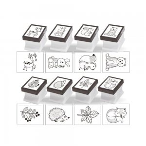 Stampila Tusata Daco, Model Distractia Padurii, Dimensiuni 2.17x2.17 cm, Culoare Tus Negru