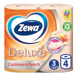 Hartie Igienica Zewa Deluxe Cashmere Peach, 3 Straturi, 4 Buc Hartie Igienica Zewa Deluxe Cashmere Peach, 3 Straturi, 4 Buc