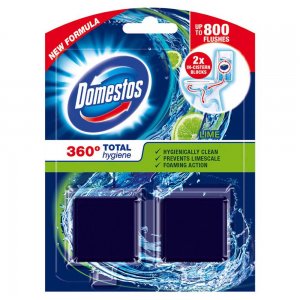 Tablete pentru Bazinul Toaletei Domestos Total Hygiene, Lime 2 x 50 g