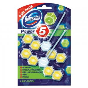 Pachet Odorizant de Toaleta Domestos Power 5 Lime, 55 g x 2 Buc
