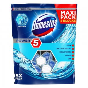 Odorizant de Toaleta Domestos Power 5 Maxi Pack Ocean, 5 x 55 g