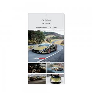 Calendar de Perete Super Masini, 13 Pagini Format 32x48 cm, Carton 115 g DCM, Tipar 2 Culori, Spira Metalica, Suprafata Imprimabila 32 x 15 cm