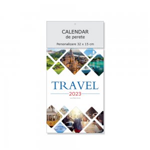 Calendar de Perete TRAVEL, 13 Pagini Format 32x48 cm, Carton 115 g DCM, Tipar 2 Culori, Spira Metalica, Suprafata Imprimabila 32 x 15 cm
