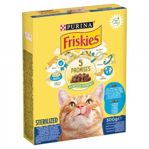 Hrana Uscata Sterilizata pentru Pisici Friskies, Somon si Legume, 300 g Hrana Uscata Sterilizata pentru Pisici Friskies, Somon si Legume, 300 g