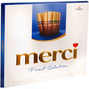 Bomboane de Ciocolata Merci Asortate Albastru, 250 g Bomboane de Ciocolata Merci Asortate Albastru, 250 g